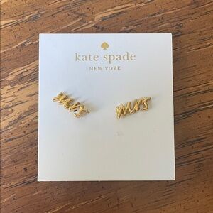 kate spade gold 'Mrs' script stud earrings